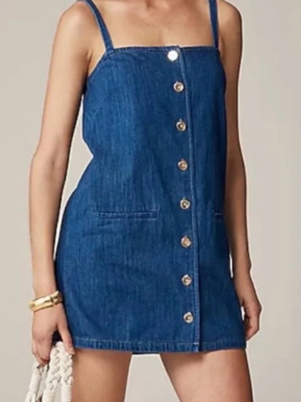 J. Crew Blue Denim Button-Front Mini Dress